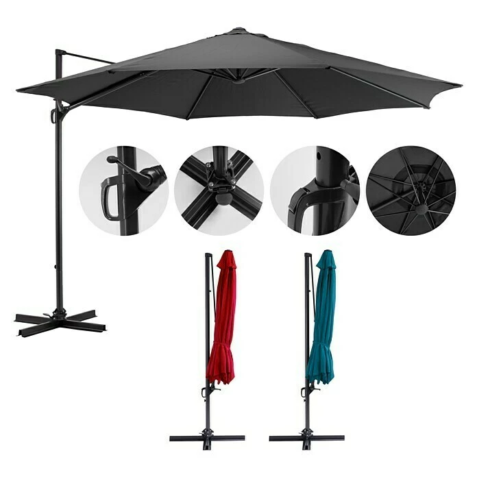 BAUHAUS Sunfun Ampelschirm Florenz Anthrazit, Durchmesser: 350 Cm 3 BAUHAUS Sunfun Ampelschirm Florenz Anthrazit, Durchmesser: 350 Cm