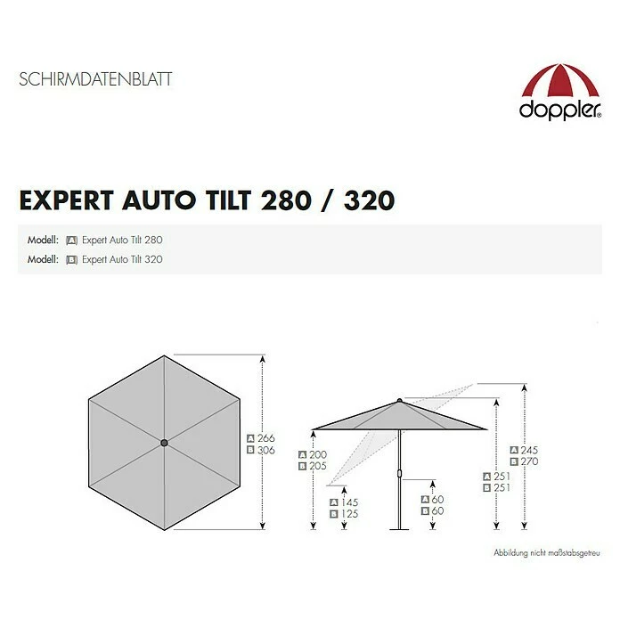BAUHAUS Doppler Expert Kurbelschirm Auto Tilt Natur, Durchmesser: 280 Cm 8 BAUHAUS Doppler Expert Kurbelschirm Auto Tilt Natur, Durchmesser: 280 Cm – Bild 6