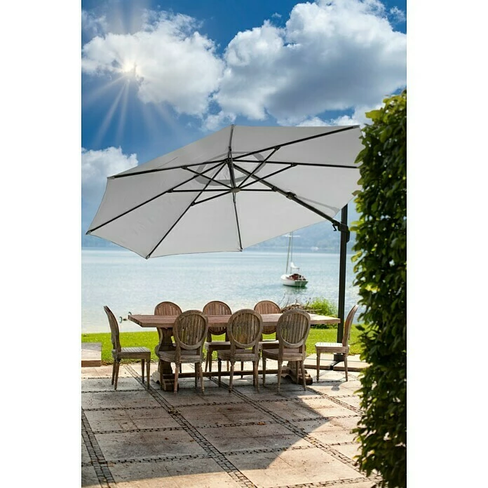 BAUHAUS Sunfun Melina Schirmbezug Hellgrau, Durchmesser: 400 Cm, Passend Für: Sunfun Ampelschirmgestell Melina Ø 400 Cm 4 BAUHAUS Sunfun Melina Schirmbezug Hellgrau, Durchmesser: 400 Cm, Passend Für: Sunfun Ampelschirmgestell Melina Ø 400 Cm – Bild 2