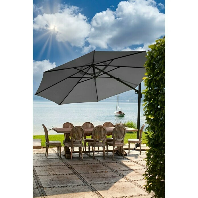 BAUHAUS Sunfun Melina Schirmbezug Anthrazit, Durchmesser: 400 Cm, Passend Für: Sunfun Ampelschirmgestell Melina Ø 400 Cm 4 BAUHAUS Sunfun Melina Schirmbezug Anthrazit, Durchmesser: 400 Cm, Passend Für: Sunfun Ampelschirmgestell Melina Ø 400 Cm – Bild 2