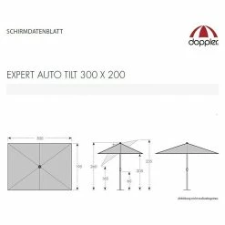 BAUHAUS Doppler Expert Sonnenschirm Auto Tilt Anthrazit, 300 X 200 Cm -Sonnenschirme Verkaufsgeschäft 12 62